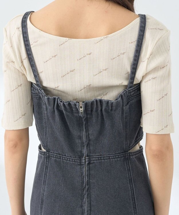 earth music&ecology サイドカットデニムキャミワンピース Black