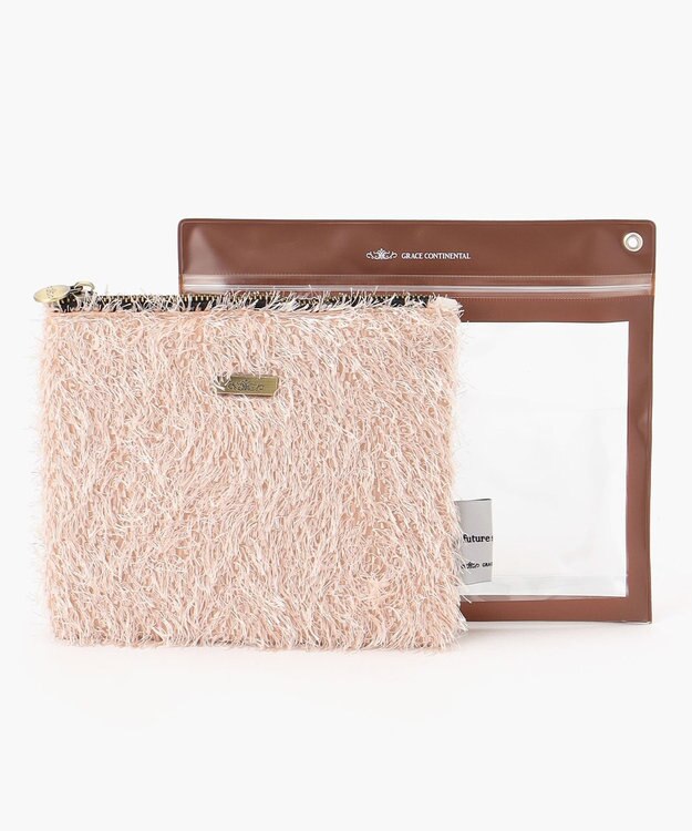 GRACE CONTINENTAL Fabricフラットポーチ-AW ピンク