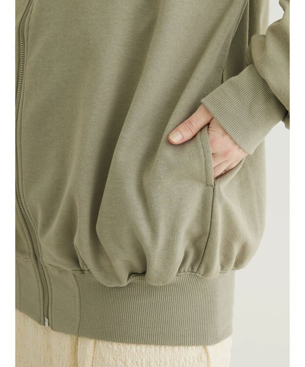 Green Parks コットンＵＳＡミニ裏毛ロングＺＩＰパーカー Khaki