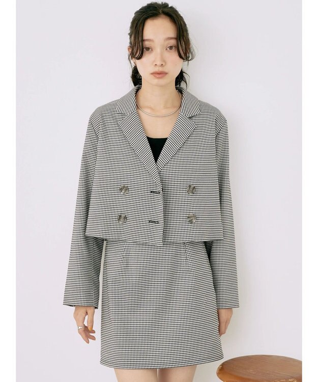 earth music&ecology チェックショートジャケット Black