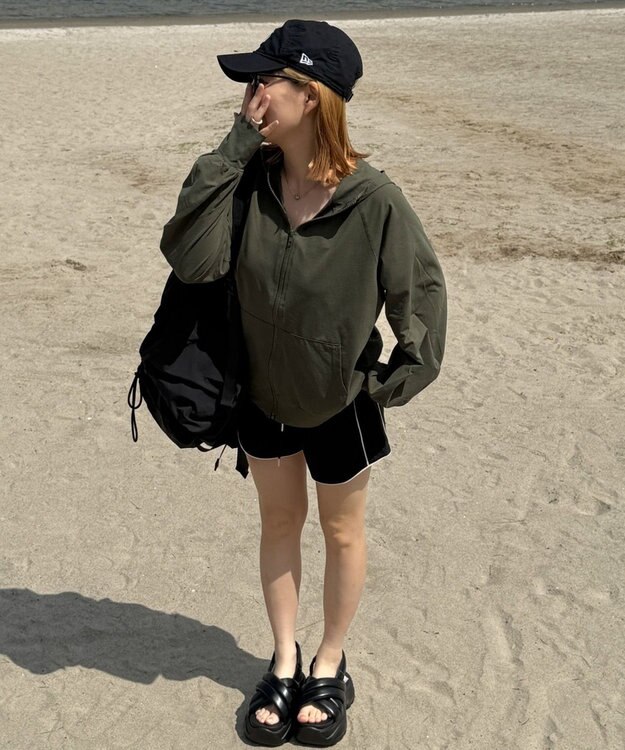 WEGO 【UVカット/吸水速乾】ラッシュガードパーカー カーキ