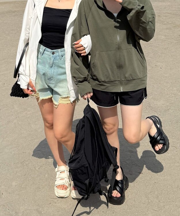 WEGO 【UVカット/吸水速乾】ラッシュガードパーカー カーキ