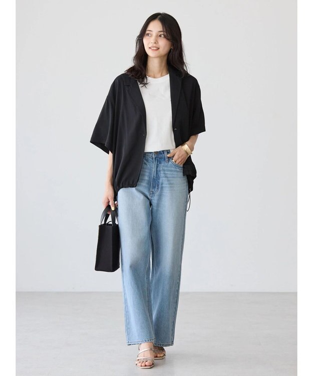 AMERICAN HOLIC ドロスト開襟ニュアンスジャケット Black