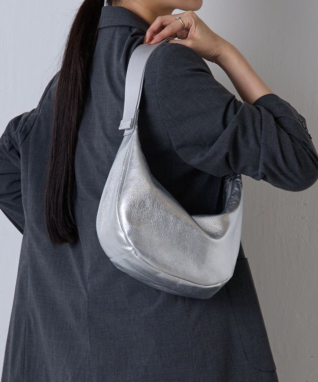 russet ソフトレザーラウンドショルダーバッグ【シルバー】(CE-1470-WEB) Silver