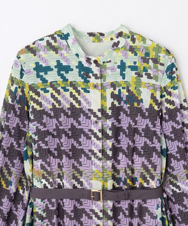 GRACE CONTINENTAL キカプリントティアードワンピース グリーン