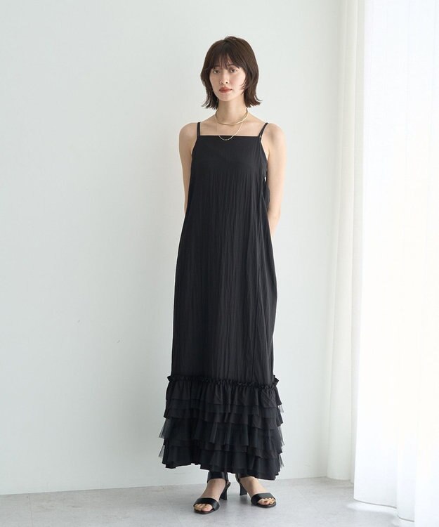 YECCA VECCA ラッフルキャミワンピース Camel