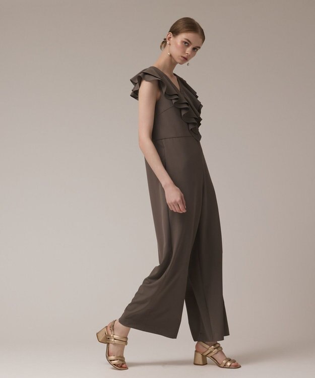 GRACE CONTINENTAL フリルサロペット カーキ