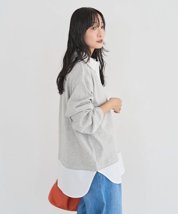Green Parks 衿レイヤードッキングチュニック Gray Mixture