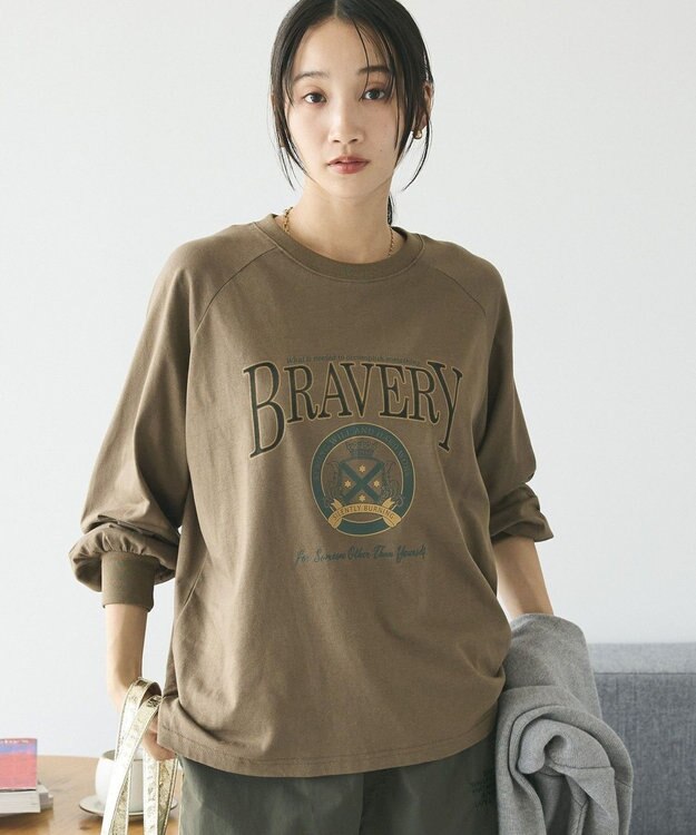 CRAFT STANDARD BOUTIQUE ラグランフロッキープリントＴｅｅ Brown