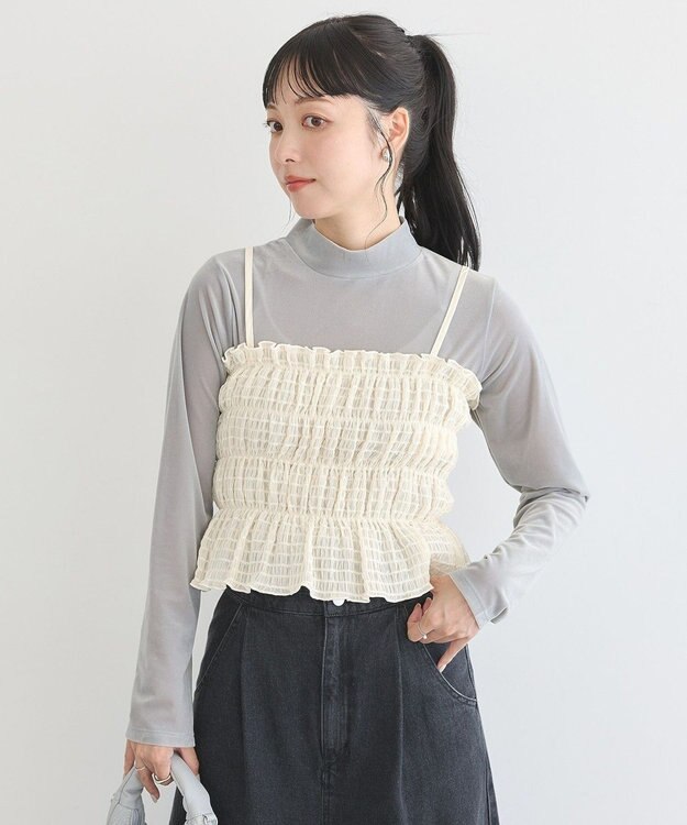 earth music&ecology スパンコールシャーリングビスチェ Ivory