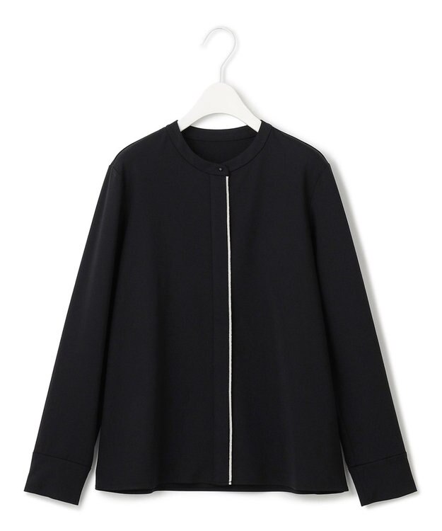 ICB L 【洗える】コンパクトモクロディ バンドカラーカットソー ブラック系