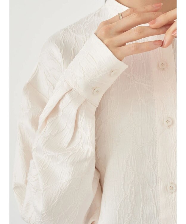 earth music&ecology フラワージャガードシャツ Ivory