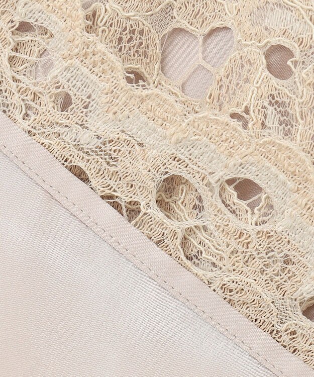 自由区 【セットアップ対応・洗える・XSサイズあり】レースコンビ ブラウス ベージュ系