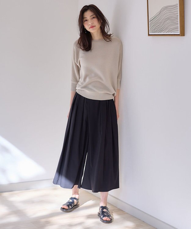 ANY L 【洗濯機可/UVカット】アクリルガータードルマンニット サンドベージュ