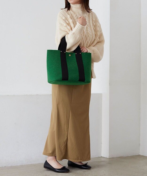 TOPKAPI 【TREASURE TOPKAPI】イタリアンフェルト テープコンビ トートバッグ 2023 グリーン