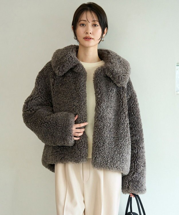 UNFILO エコファー ステンカラーコート モカ