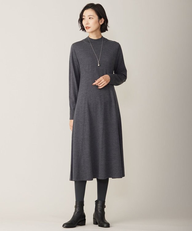 J.PRESS LADIES S 【洗える】EASY WOOL ニット ワンピース ライトグレー系