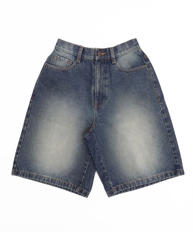 WEGO 【SMサイズ展開】ヴィンテージウォッシュデニムハーフパンツ デニム中濃色