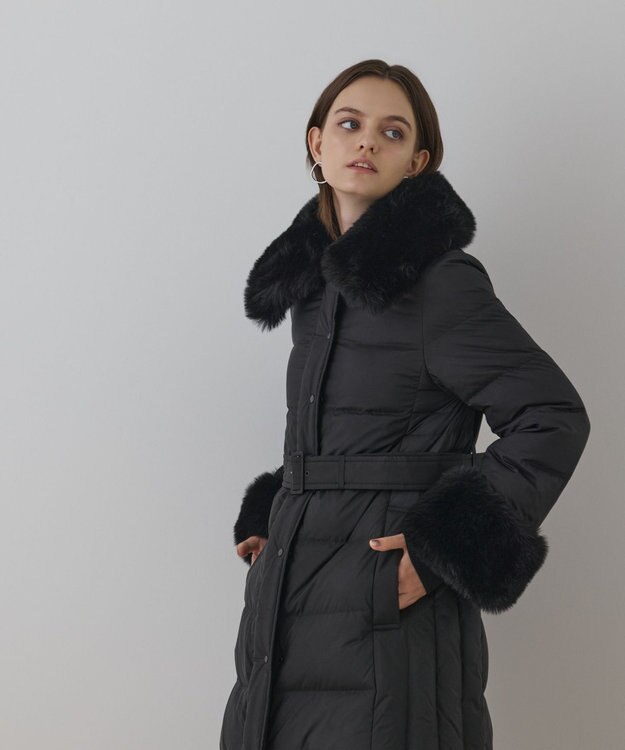 GRACE CONTINENTAL ファーカラーロングダウン ブラック