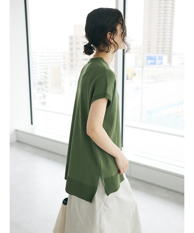 CRAFT STANDARD BOUTIQUE ＵＶカット接触冷感半袖ニットチュニック Khaki