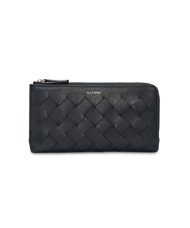 PELLE BORSA メッシュL字ファスナーコンパクト長財布 Chrono Weave クロノウィーブ 5843 ブラック