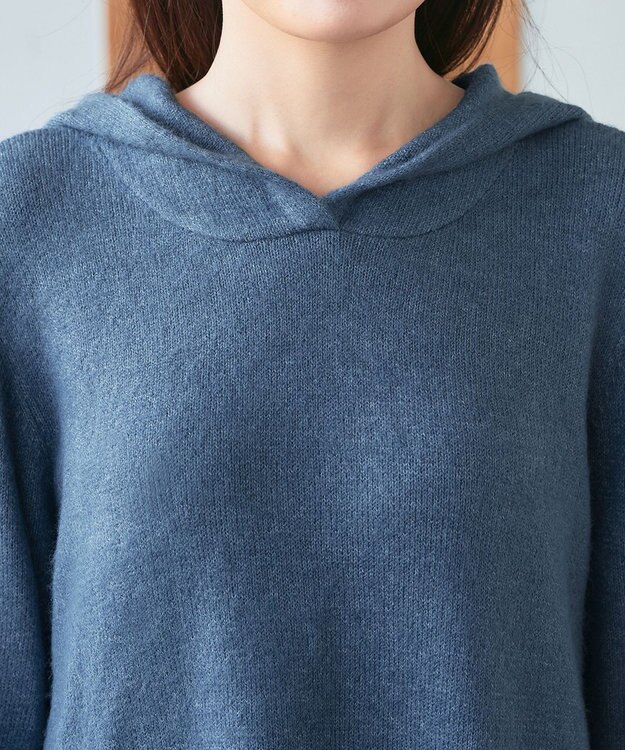 Tiaclasse メランジフーディーニットチュニック ブルー