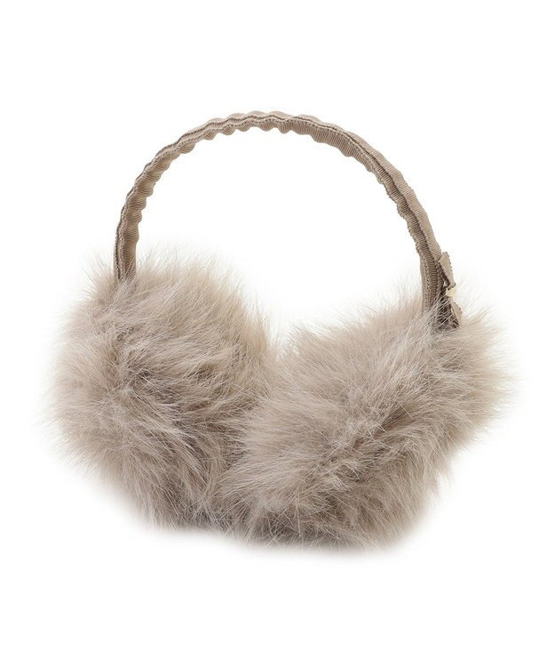 MOONBAT FURLA(フルラ)キラキラフェイクファー イヤマフ 無地 ベージュ