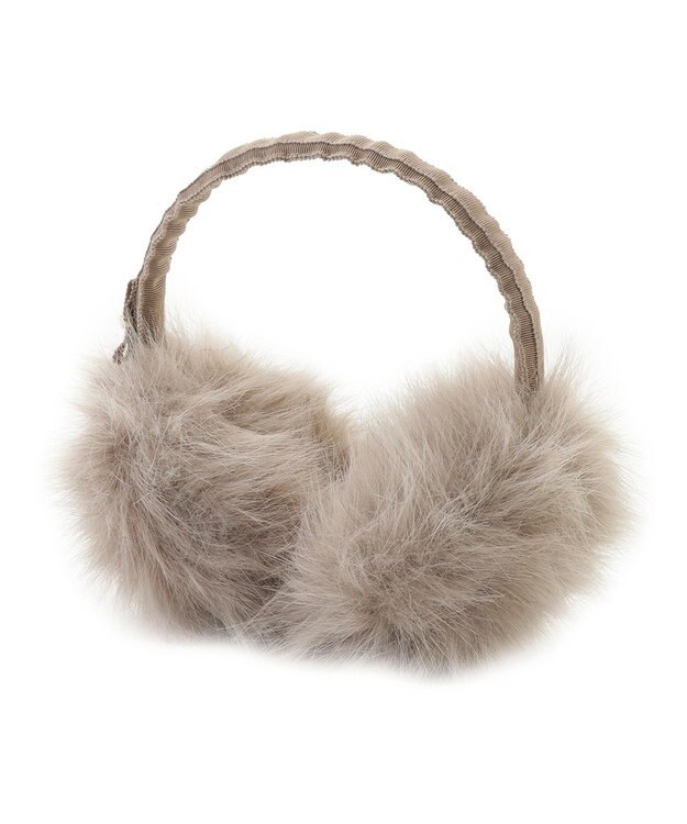 MOONBAT FURLA(フルラ)キラキラフェイクファー イヤマフ 無地 ベージュ