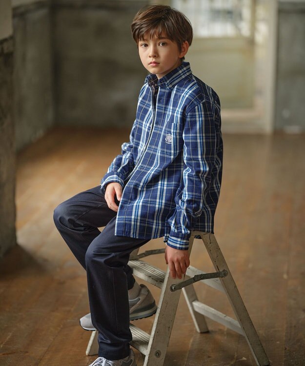 J.PRESS KIDS 【110-130cm】ストライプ＆チェック シャツ ネイビー系チェック