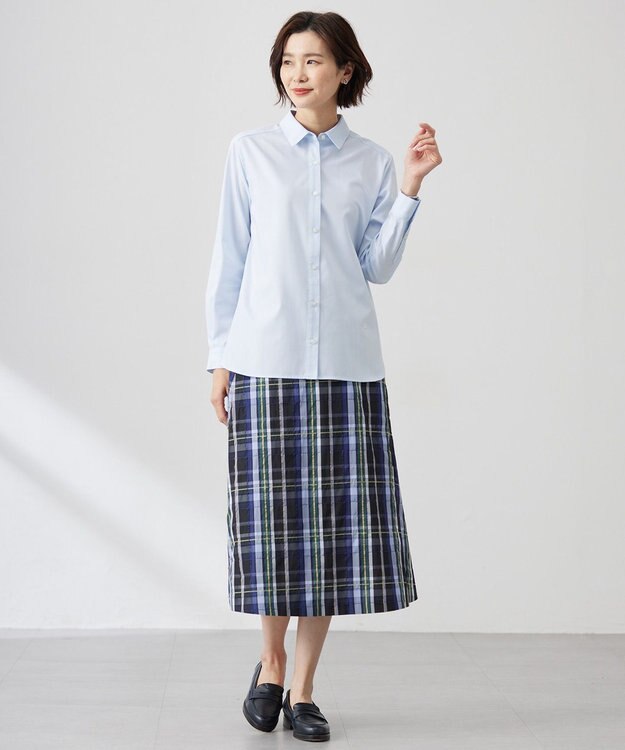 J.PRESS LADIES 【WEB限定・洗える】クラシックピンオックス シャツ サックスブルー系