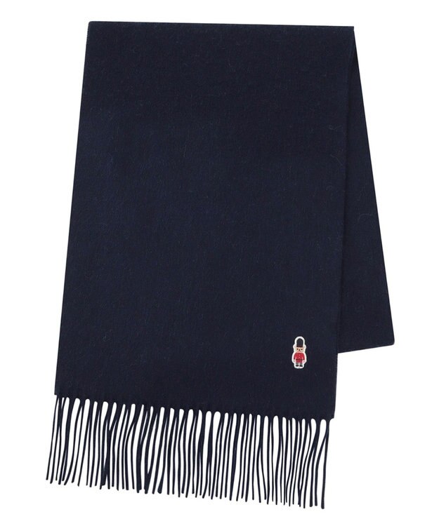 MOONBAT 【WEB限定】MACKINTOSH PHILOSOPHY バッキンガムベア付きウール100%無地マフラー (パッケージ付き) ネイビーブルー