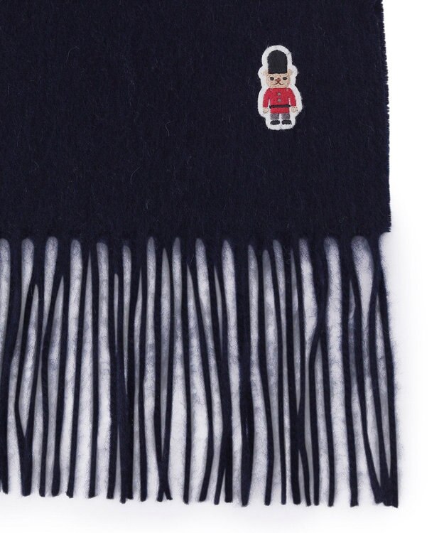 MOONBAT 【WEB限定】MACKINTOSH PHILOSOPHY バッキンガムベア付きウール100%無地マフラー (パッケージ付き) ネイビーブルー