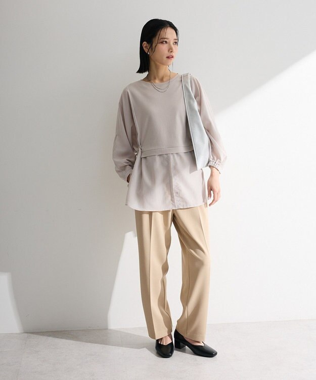 Green Parks 脇リボンドッキングチュニック Light Gray