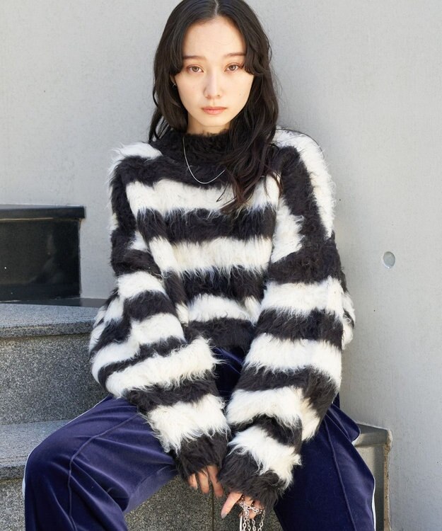 WEGO ファータッチボーダーショートプルオーバー ブラック