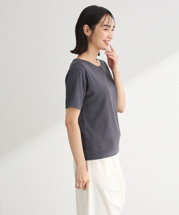 Green Parks 【適ON】５分袖リブプルオーバー Charcoal Gray
