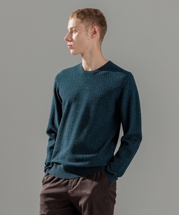 JOSEPH HOMME 【イージーケア】 ヴィスコースリンクス　クルーネックニット スモーキーグリーン系