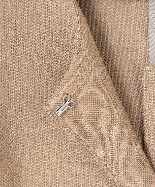 J.PRESS LADIES L 【洗える】FLAXASAオックス ノーカラー ジャケット ベージュ系