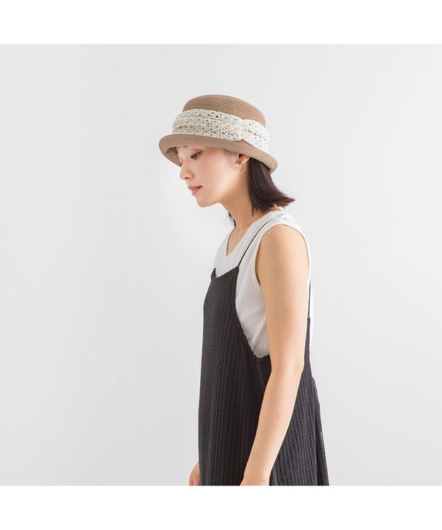 林八百吉商店 un chapeau  リネンブレードハット モカ