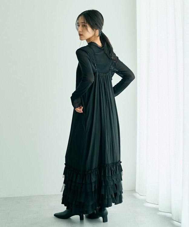 YECCA VECCA ラッフルキャミワンピース Camel