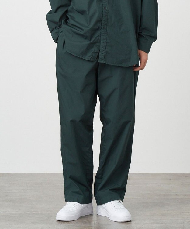 ATON COTTON LAWN | ワイドイージーパンツ - UNISEX GREEN