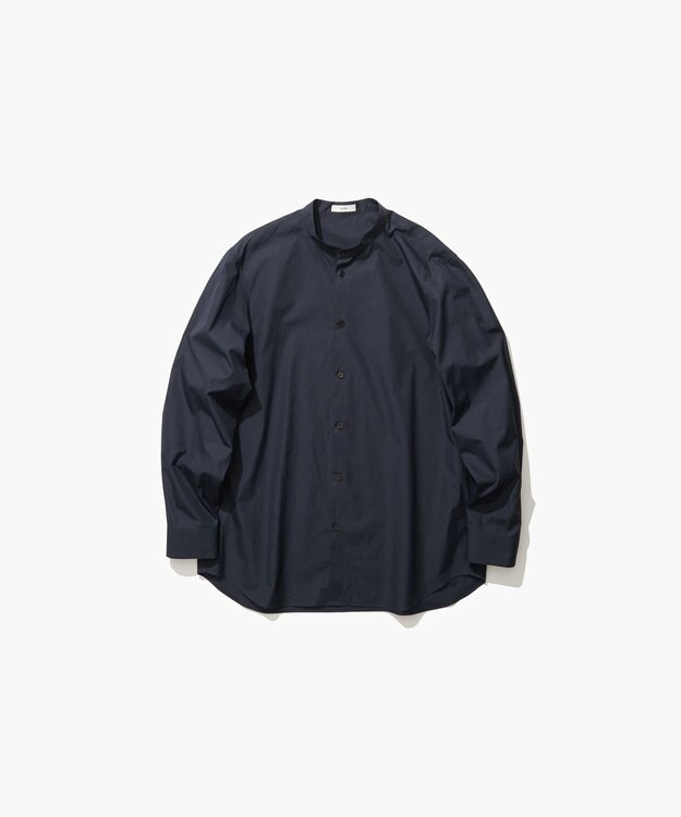 ATON SUVIN BROAD | バンドカラーシャツ - UNISEX NAVY