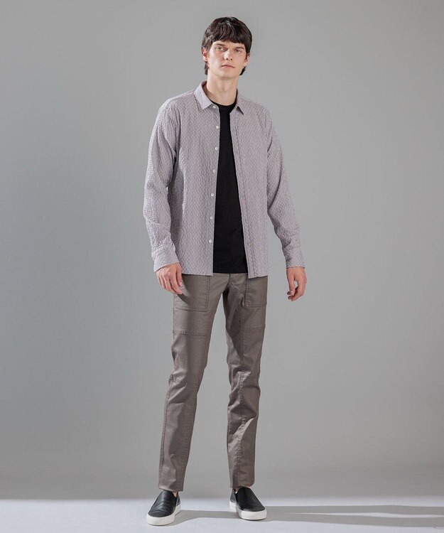 JOSEPH HOMME トライジャガード ストライプ ストレッチ    レギュラーカラーシャツ ベージュ系1