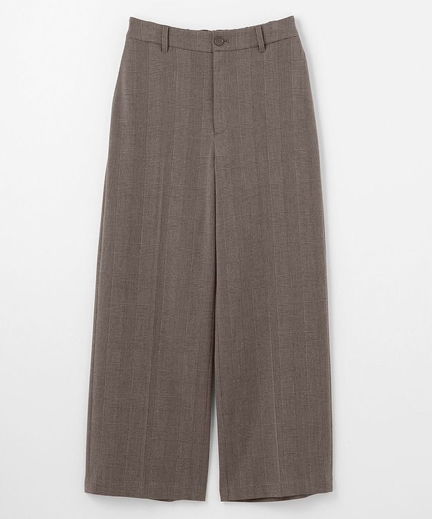 ANY L 【洗濯機可/ストレッチ/ウエストゴム/裏起毛】マルチファンクションストレッチチェックワイドパンツ ブラウンチェック