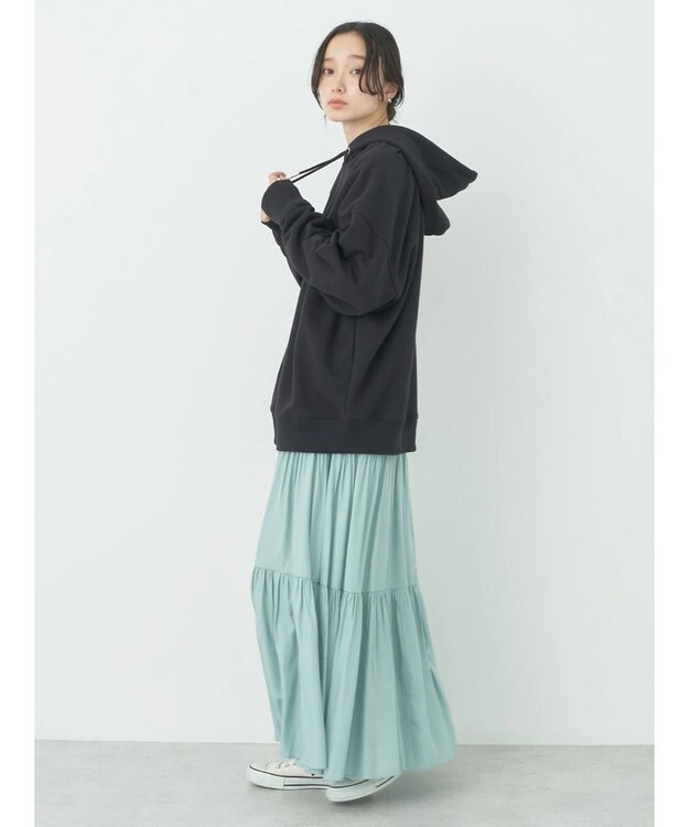 earth music&ecology スウェットルーズパーカー Black