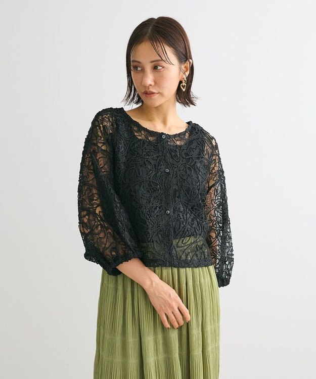 Green Parks ２ＷＡＹ　コードレースブラウス Black