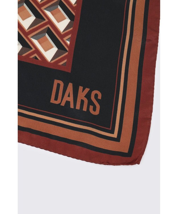 DAKS シルクスクエアスカーフ ブラウン
