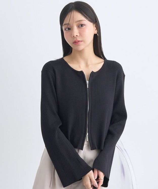 earth music&ecology ダブルジップニットカーディガン Black