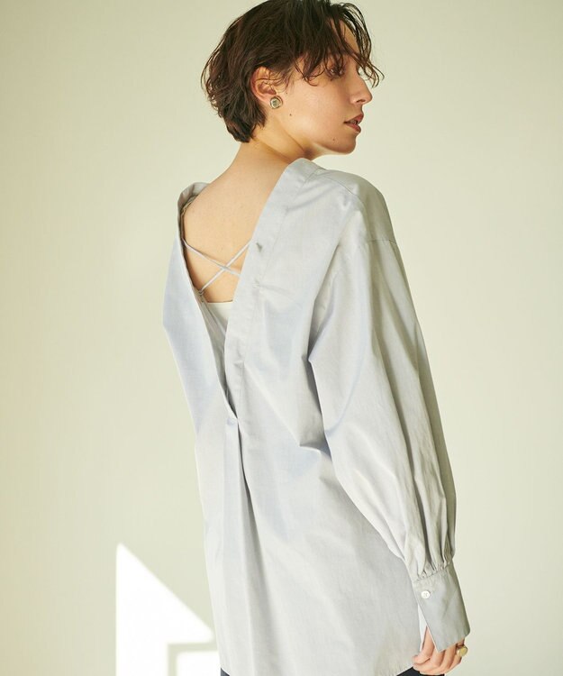 #Newans 【ANSWER for ヘルシーカジュアル】クロスリボンシャツ グレー系