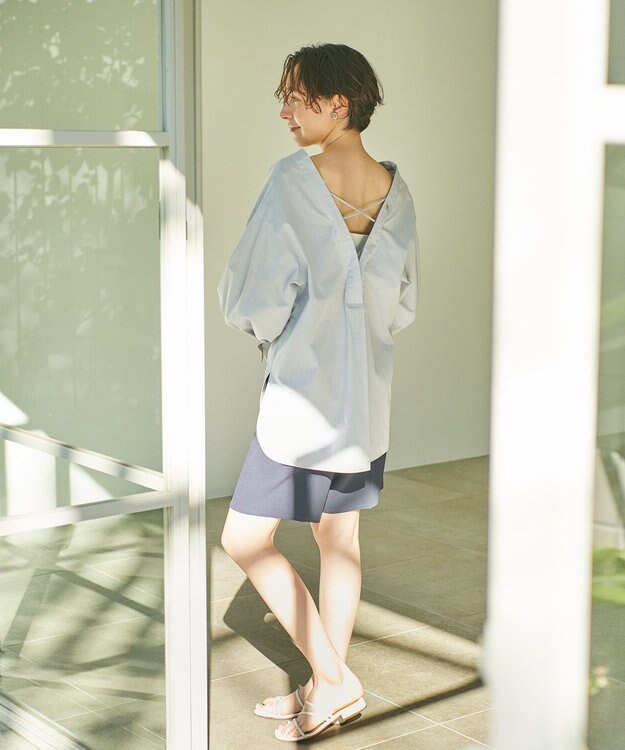 #Newans 【ANSWER for ヘルシーカジュアル】クロスリボンシャツ グレー系