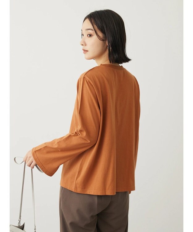 Green Parks ・Ｐｅｔｉｔ　Ｆｌｅｕｒ　ロゴｐｔフレアスリーブロンＴ Brown